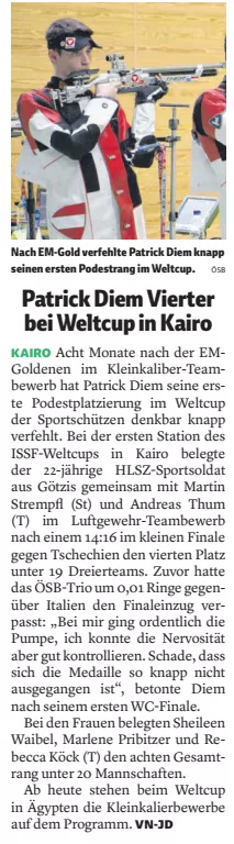 Patrick Diem - Vierter bei Weltcup in Kairo Patrick Diem - Vierter bei Weltcup in Kairo