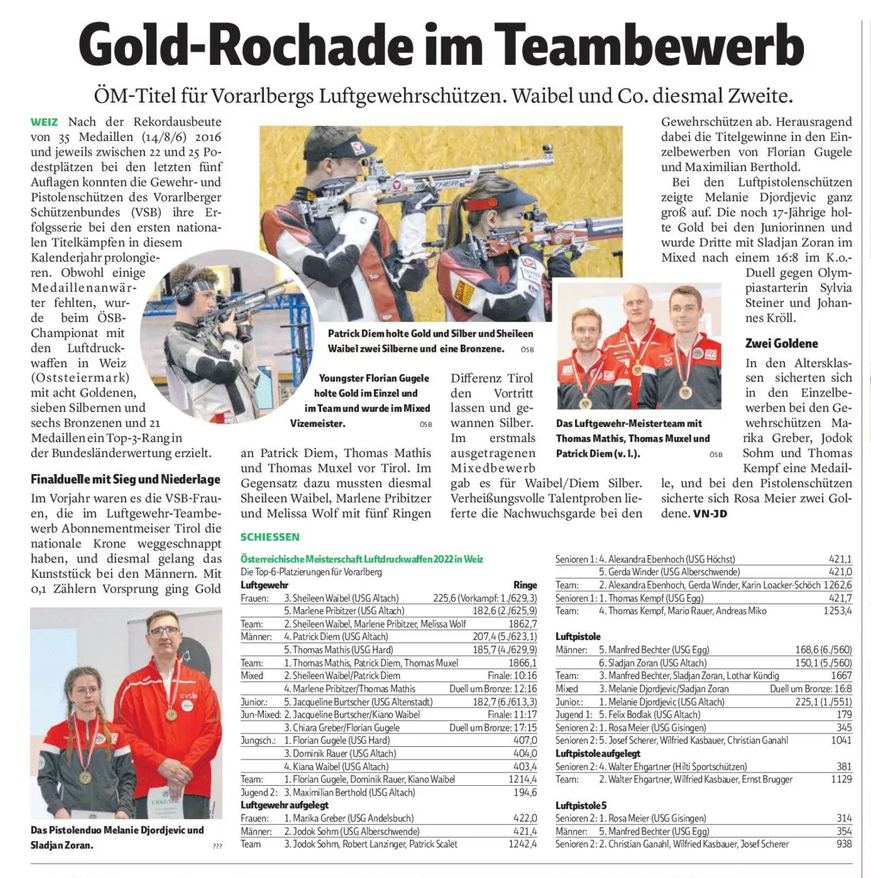Gold Rochade im Teambewerb Gold Rochade im Teambewerb